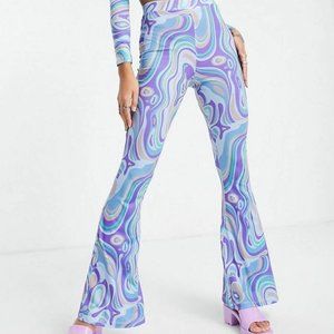 ASOS Reclaimed Vintage Inspired flares in swirl print set